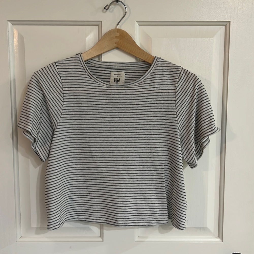 Billabong, Crop Top, S, See Back, Very Cute, Gently Worn, White w/Black Stripes